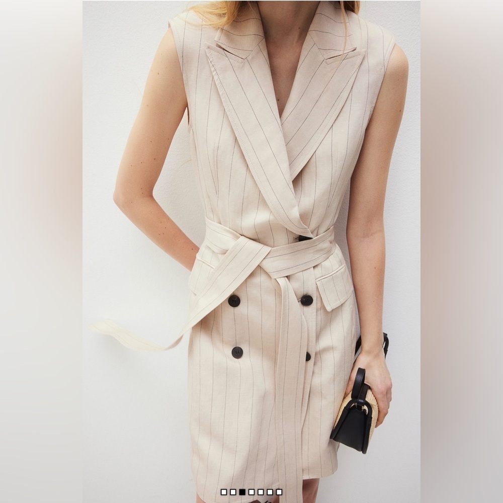 H&M LINEN-BLEND BLAZER DRESS - Picture 3 of 8